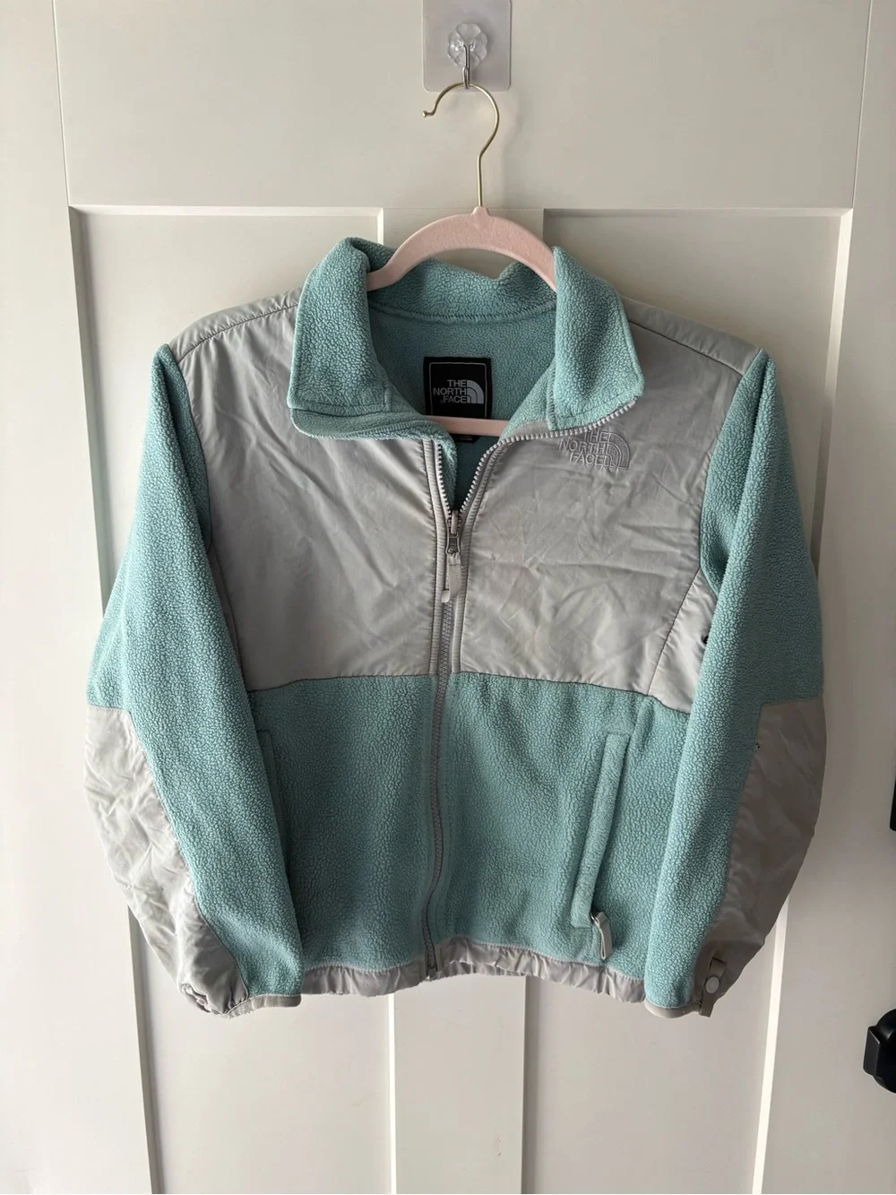 The North Face PolarTec Full Zip Fleece Jacket Blue & Gray Girls Medium Kids
